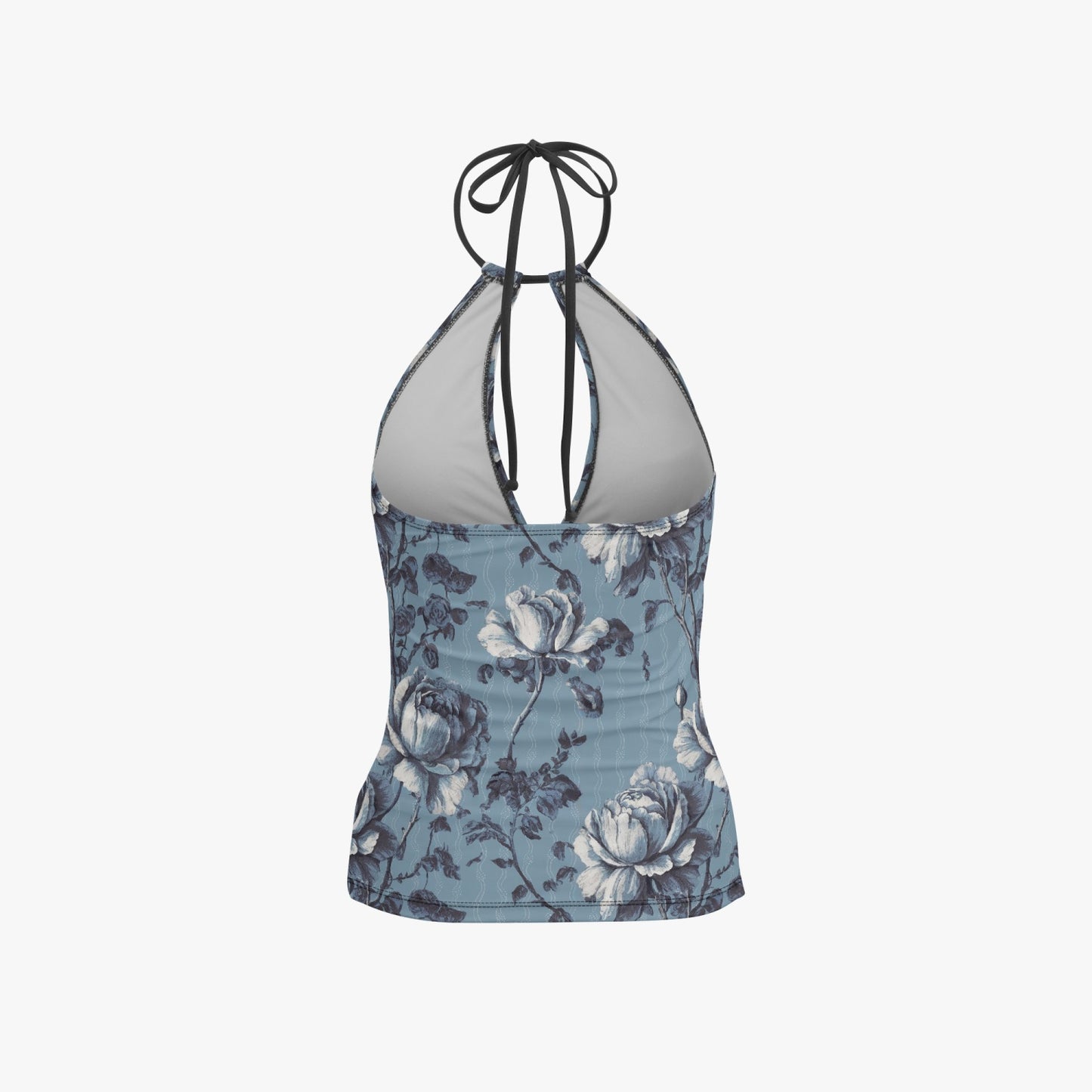 Vampire Art Retro Halter Two-Piece Tankini Swimsuit - Blue Roses