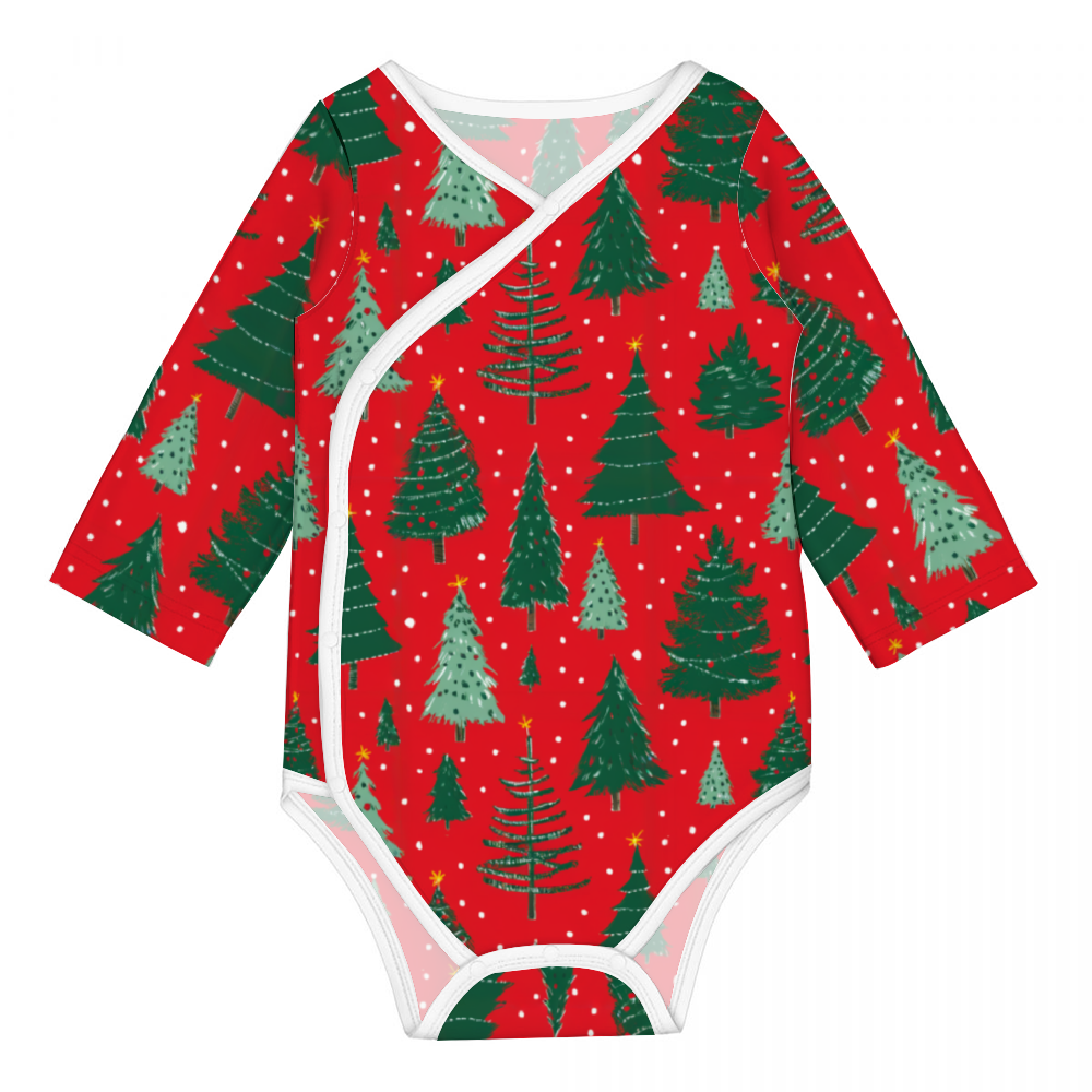 Vampire Art Retro Baby Cotton One-Piece - Red Christmas Pattern