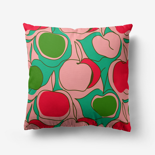 Vampire Art Retro Premium Hypoallergenic Throw Pillow - 3 sizes / optional insert - Apples with Pink