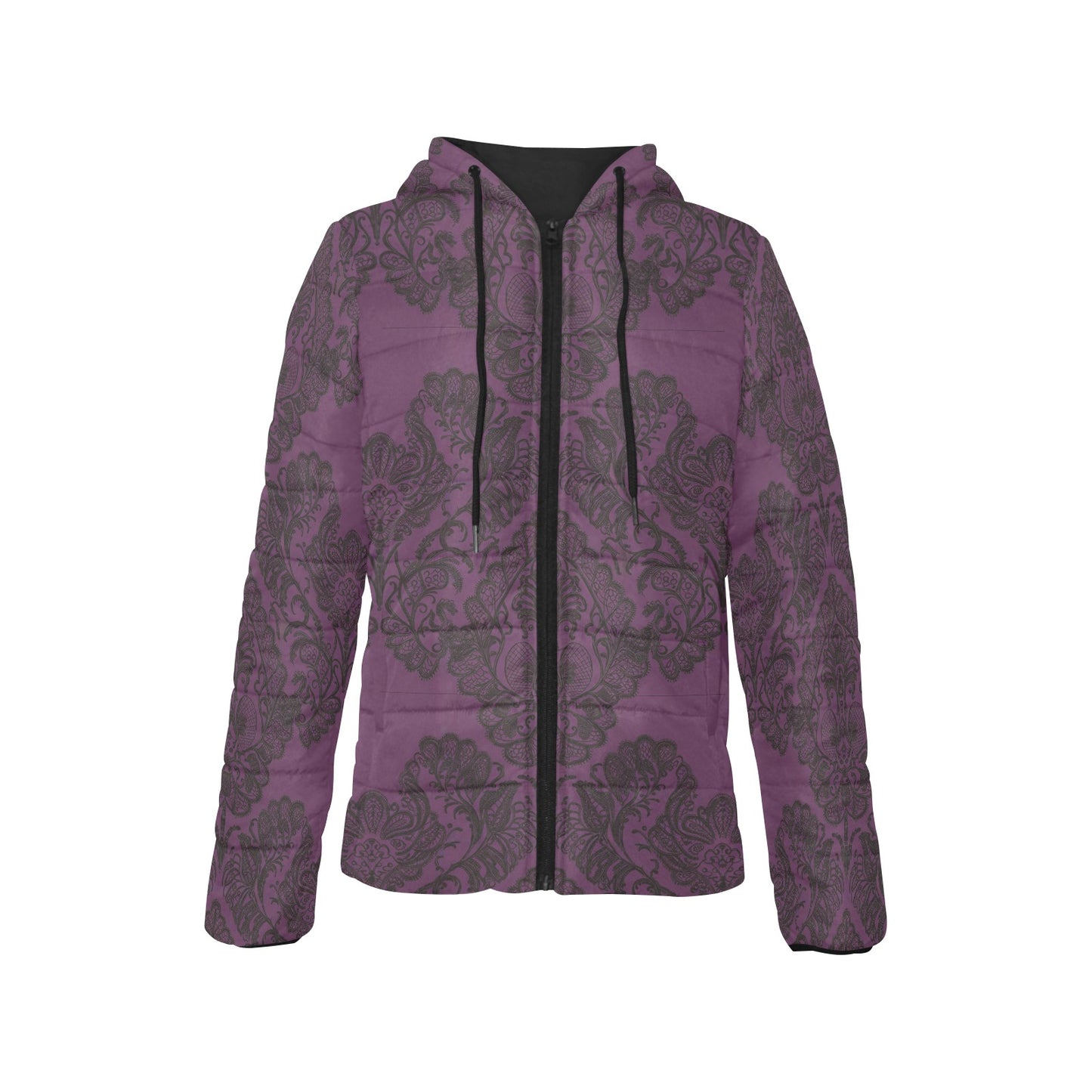 Vampire Art Urban Gothic Women's Padded Hooded Jacket - Purple Lace