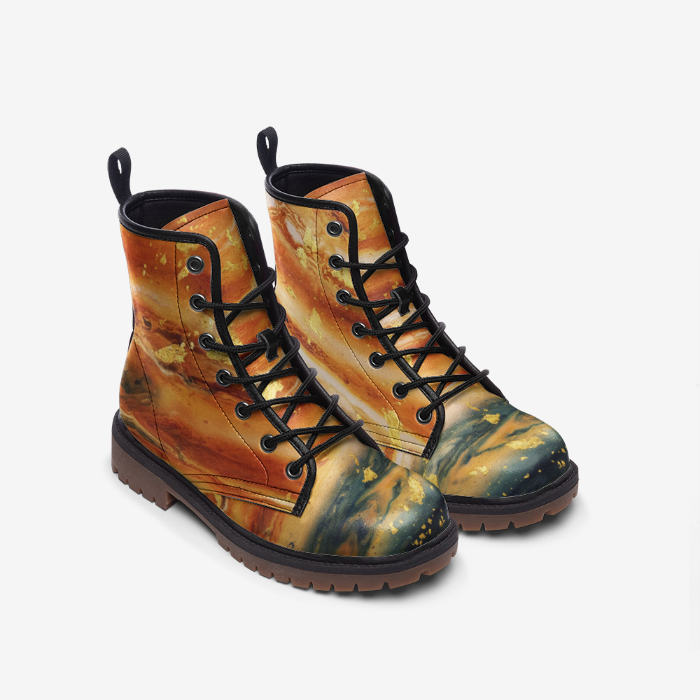 Vampire Art Starry Night Space Boots Unisex vegan Leather Combat Boots - US sizes - Jupiter