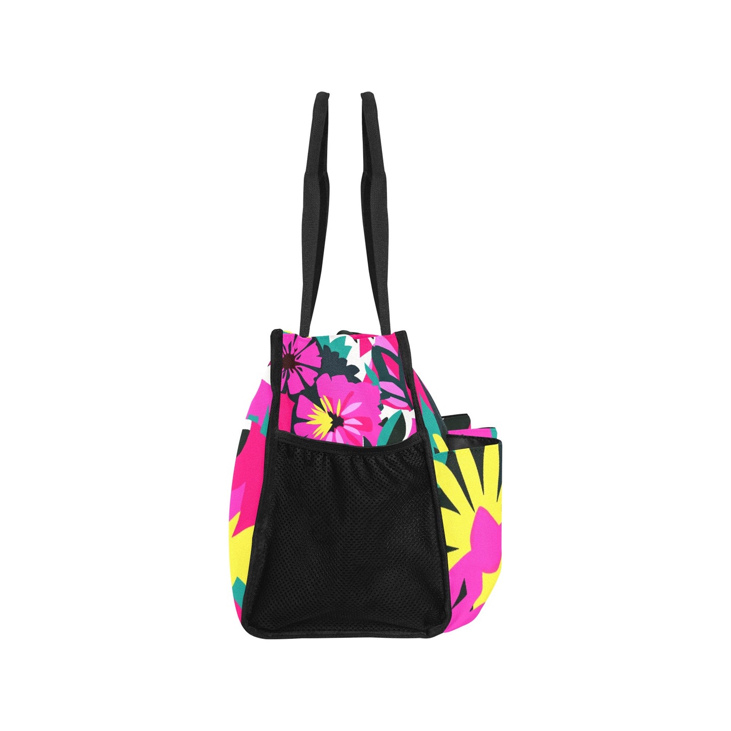 Vampire Art Retro Large Multi-pocket Beach Bag - Bold Sixties Florals in Pink