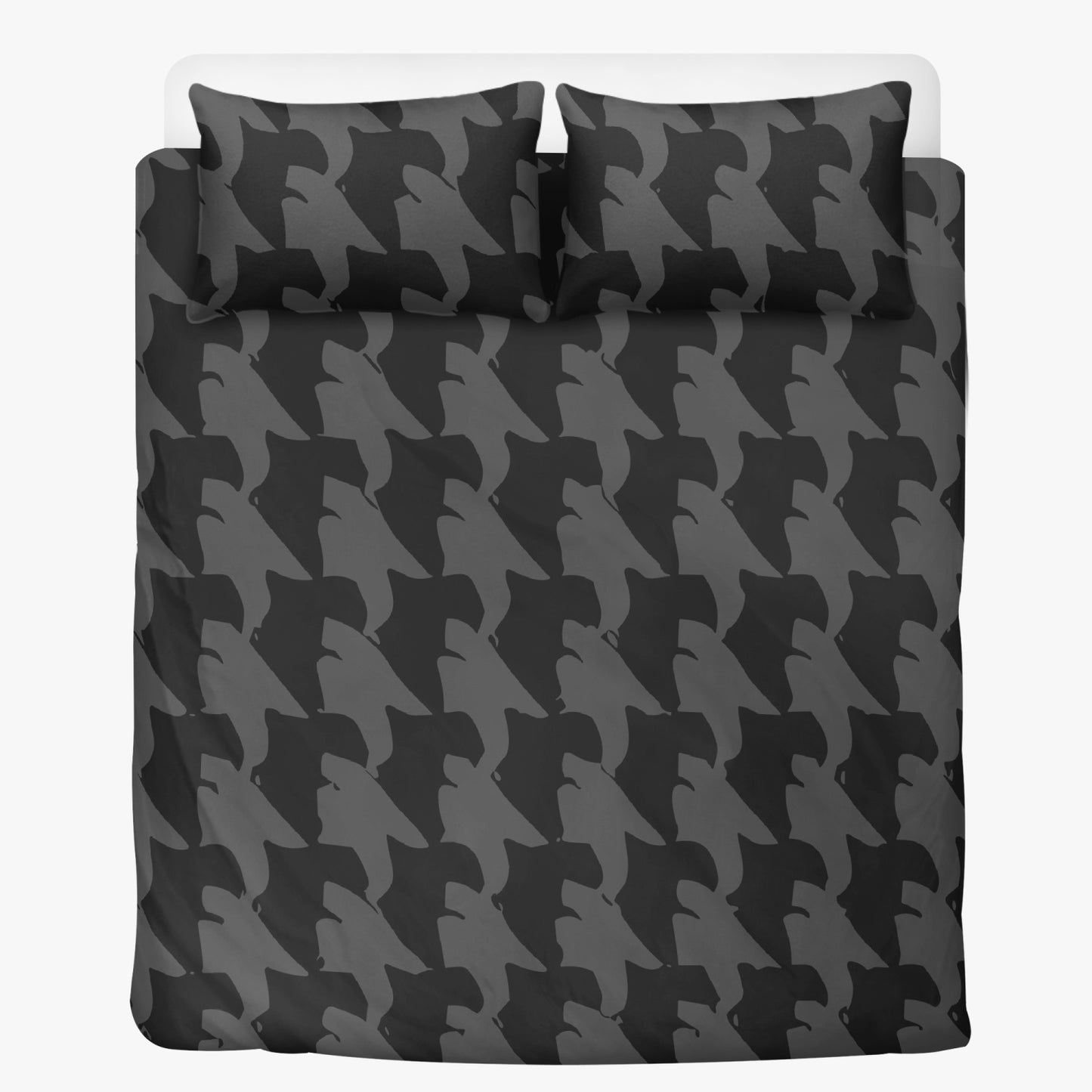 Vampire Art 3-Piece Retro Polyester Bedding Set - Black Houndstooth