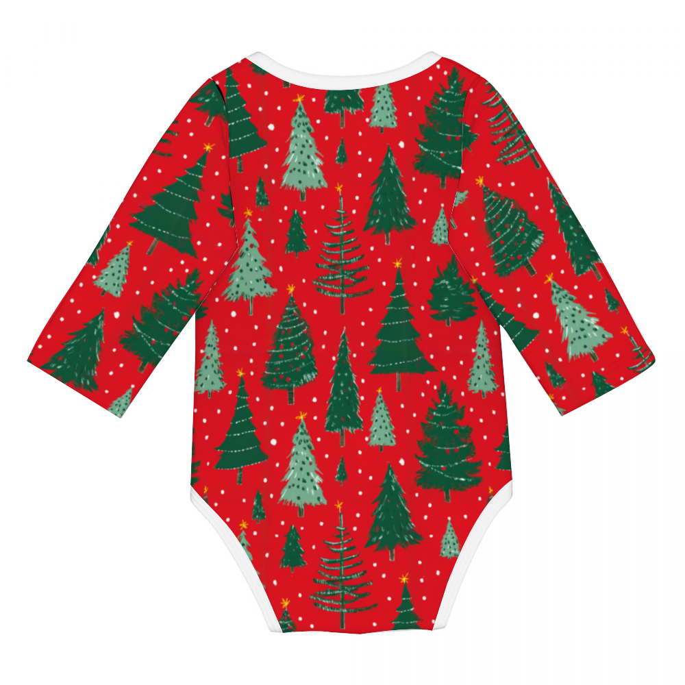 Vampire Art Retro Baby Cotton One-Piece - Red Christmas Pattern