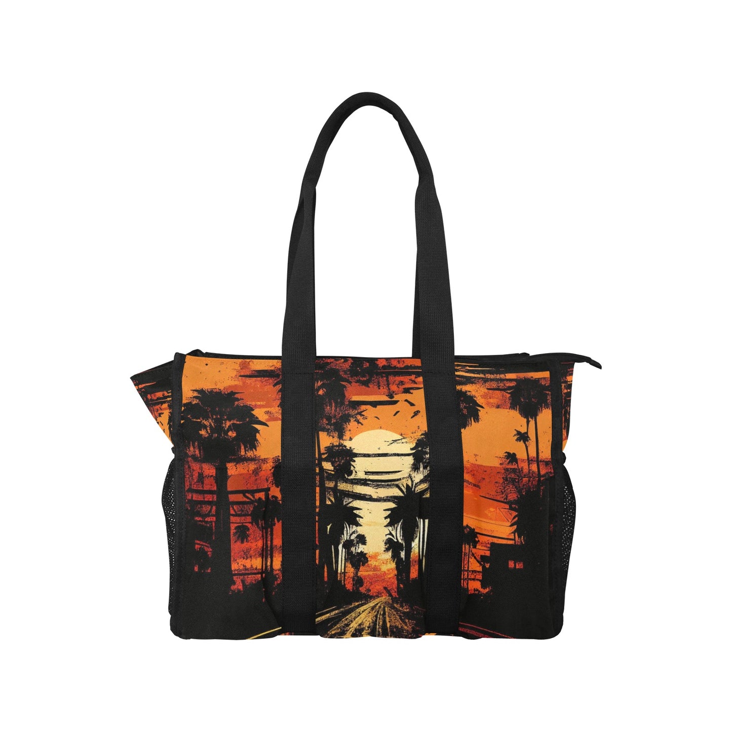 Vampire Art Retro Large Multi-pocket Beach Bag - Grunge Sunset Boulevard