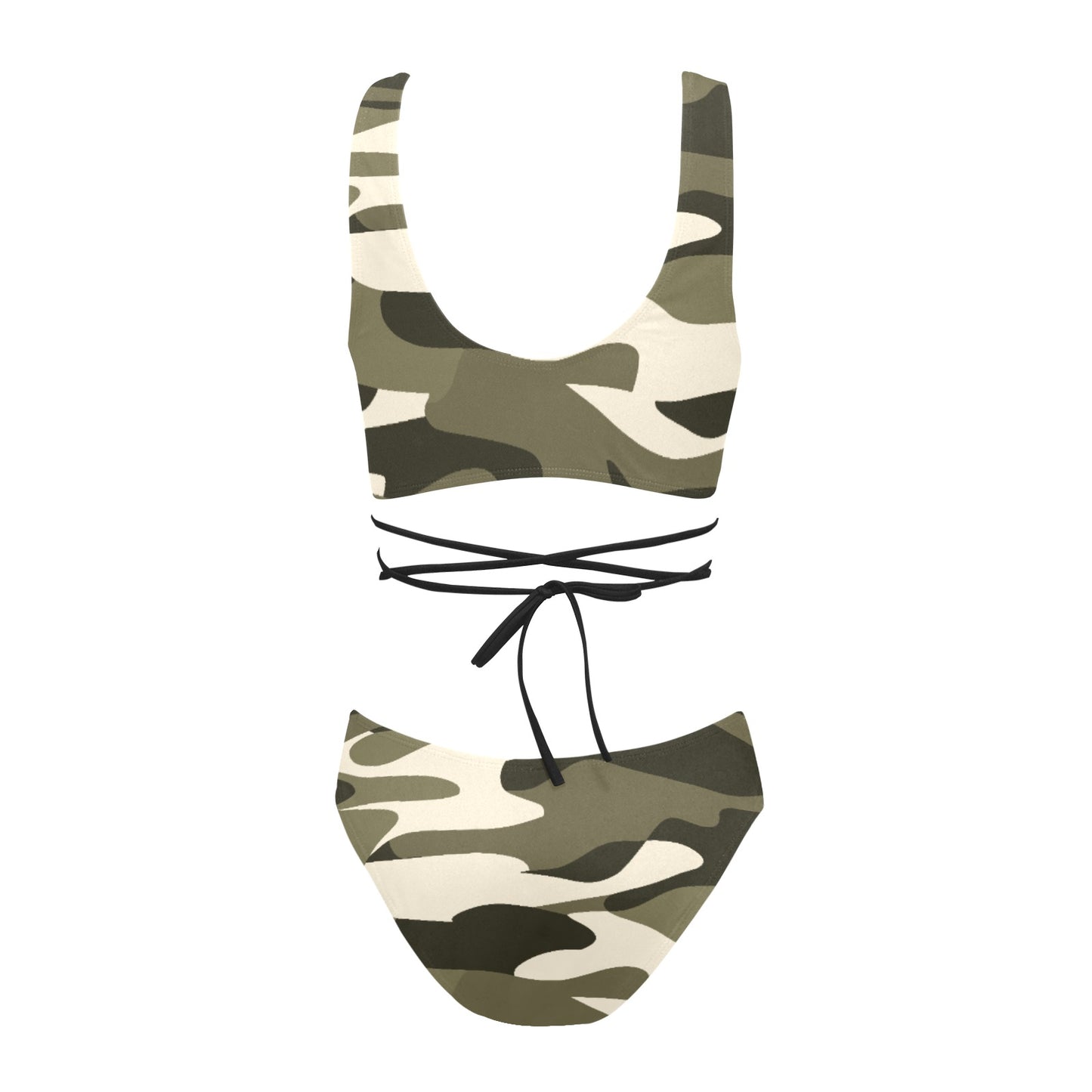 Vampire Art Retro Cross String Bikini Set - Green Camo