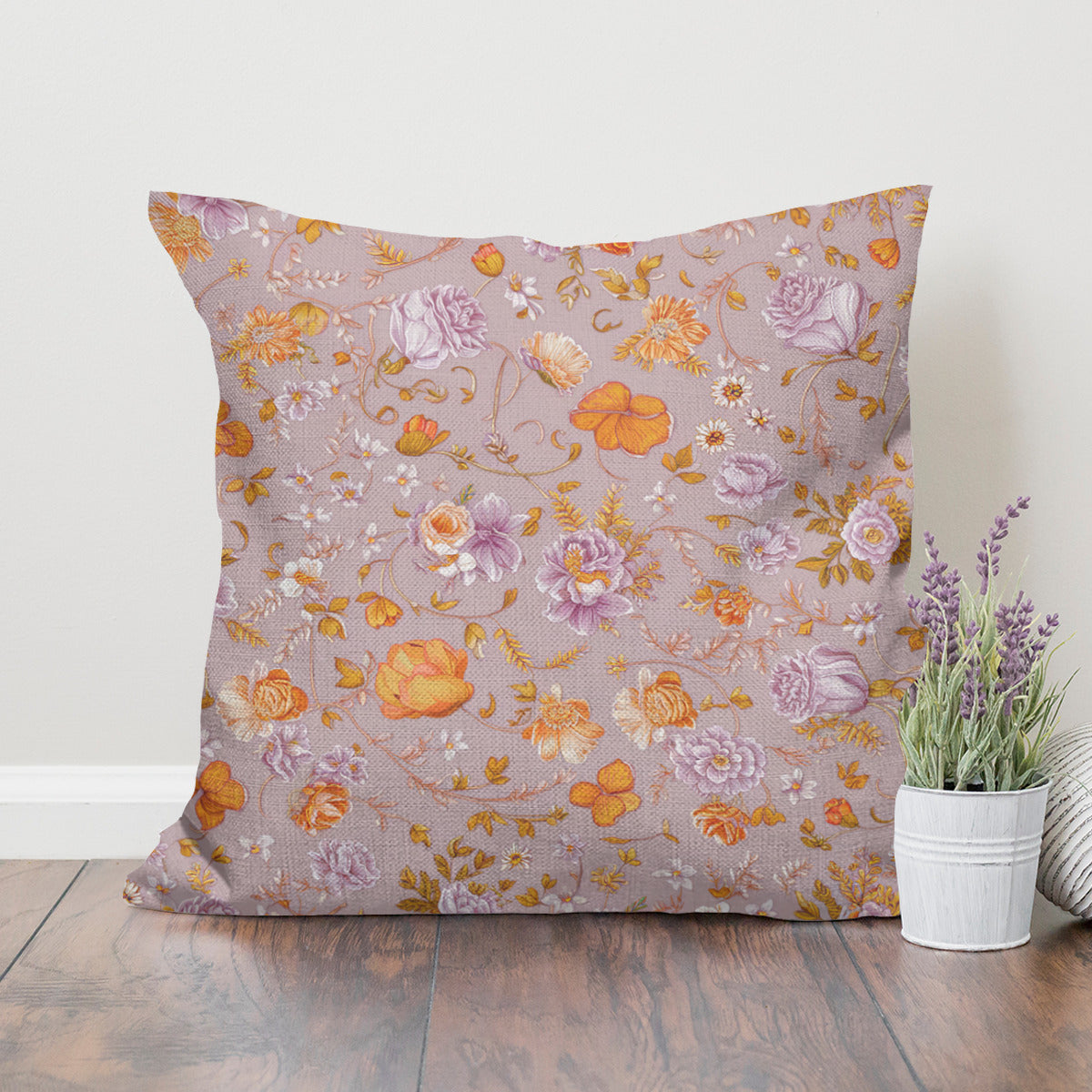 Vampire Art Retro Premium Hypoallergenic Throw Pillow - 3 sizes / optional insert - Mauve Florals