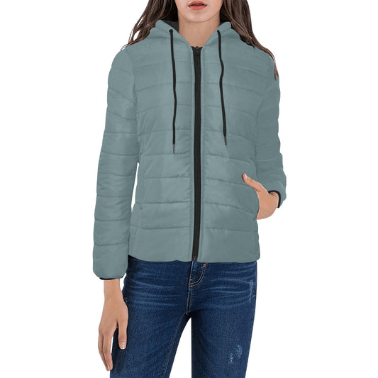 Vampire Art Grunge Essentials Women's Padded Hooded Jacket - Dusty Teal