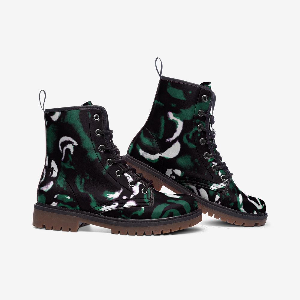 Vampire Art Grunge Green Roses Casual Leather Lightweight Boots