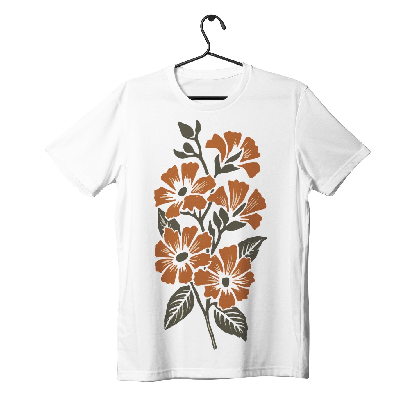 Vampire Art Retro Sixties Surf Orange Flowers Women's Pima Cotton Jersey Short Sleeve Tshirt