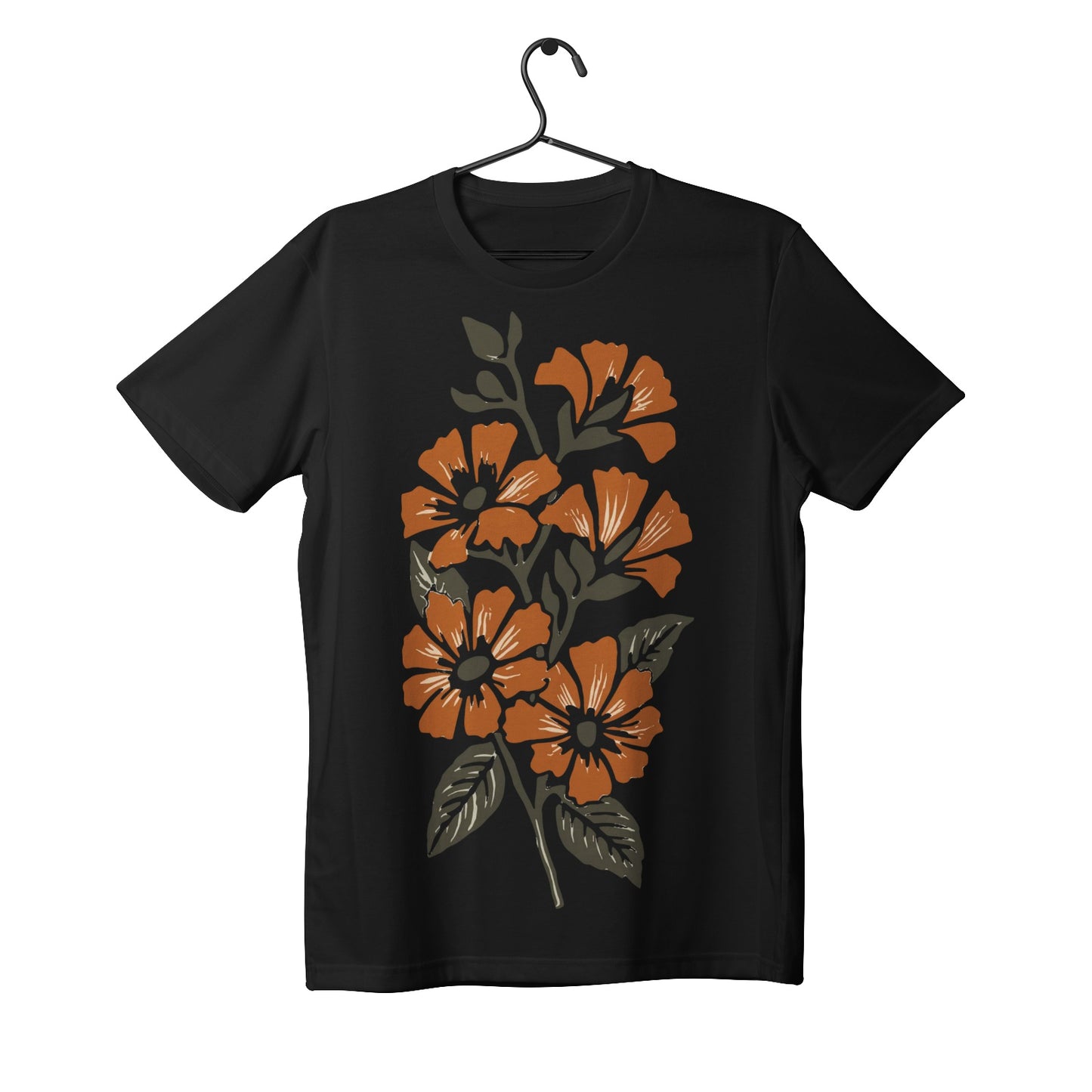 Vampire Art Retro Sixties Surf Orange Flowers Women's Pima Cotton Jersey Short Sleeve Tshirt