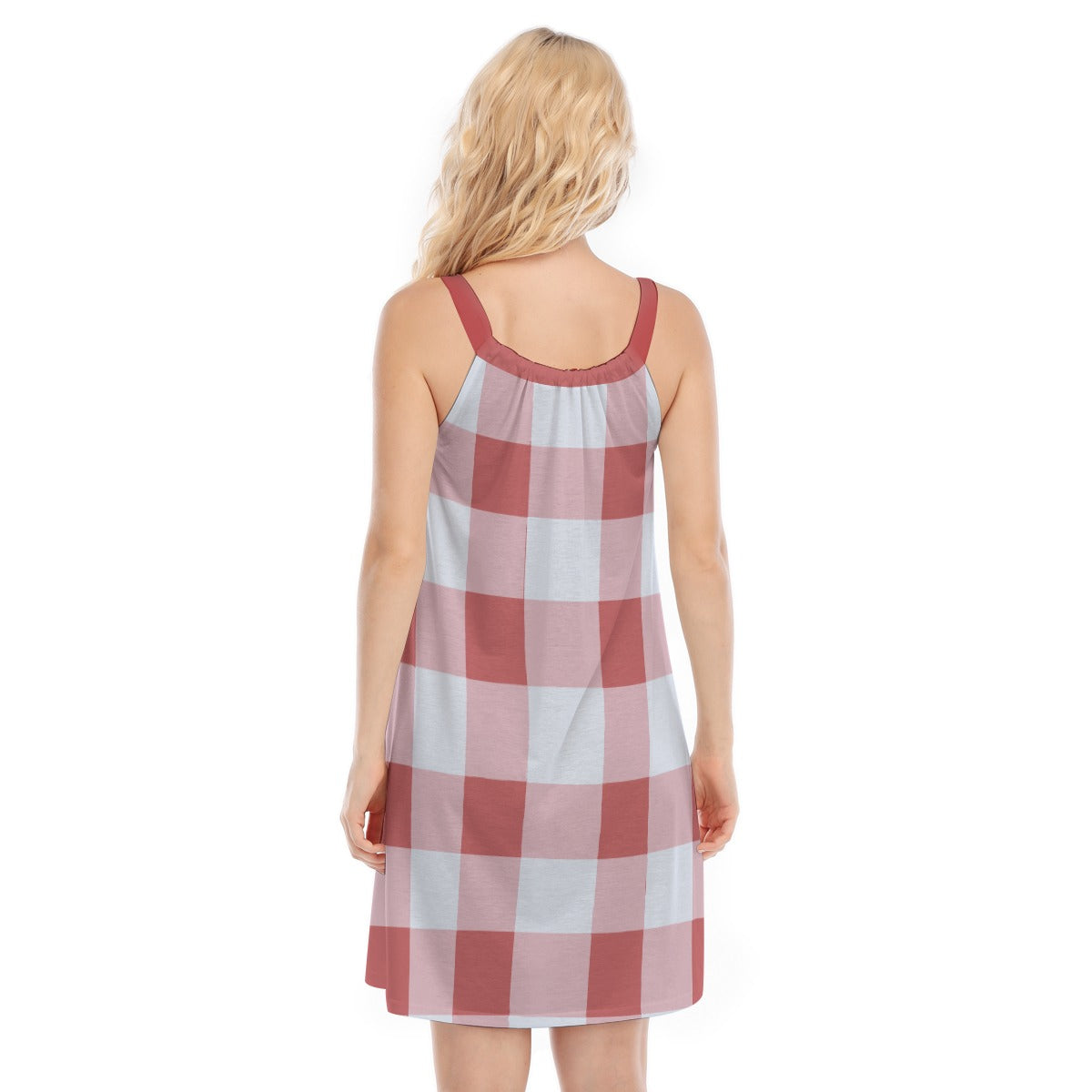 Vampire Art Cottagecore Women's Sleeveless Cami Dress - Red Gingham