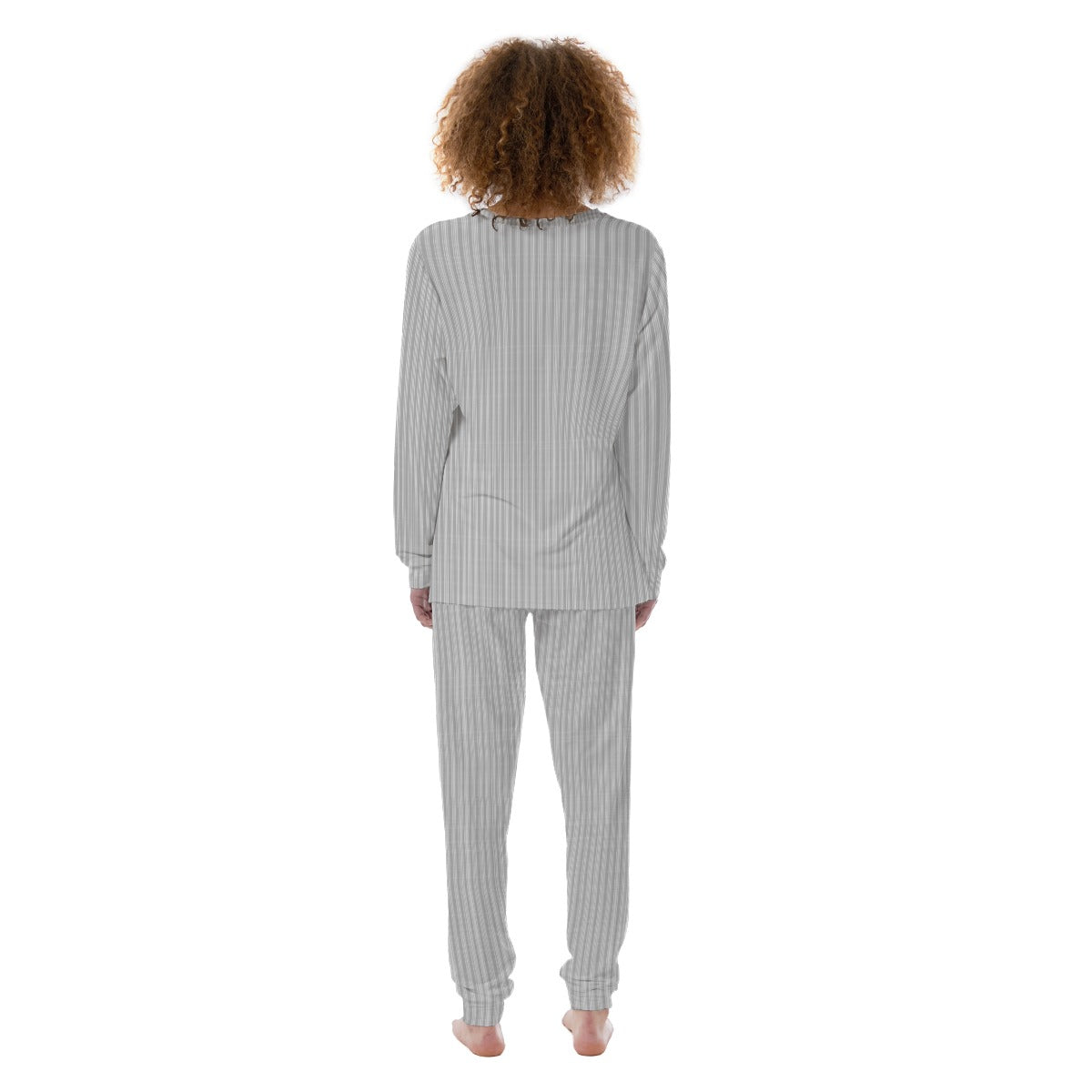 Vampire Art 100% Vintage Grandad Stripes in Grey Women's Pyjama | 190GSM Cotton