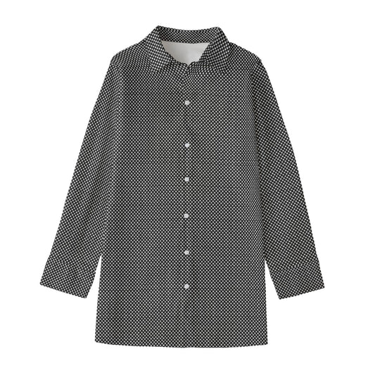 Vampire Art Victorian Vintage Black Polka Dot Women's Long Blouse |115GSM Cotton poplin