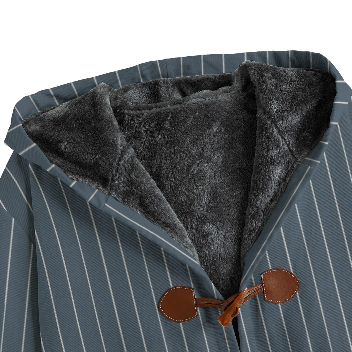 Vampire Art Victorian Vintage Stripes in Charcoal Blue Men's Canvas Button Fleece Jacket