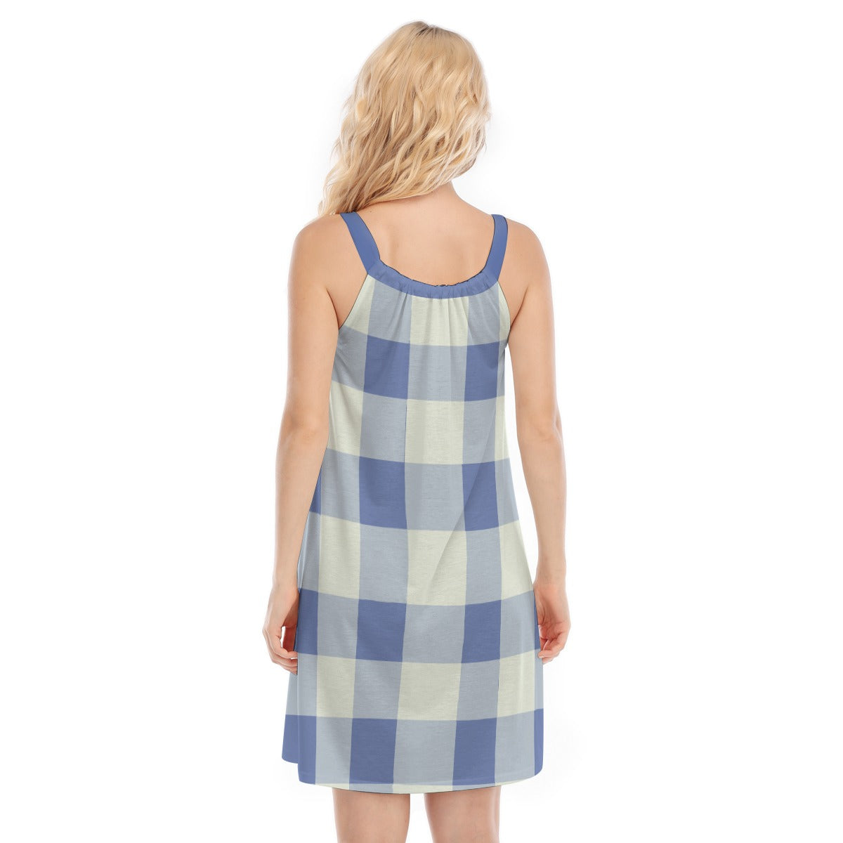 Vampire Art Cottagecore Women's Sleeveless Cami Dress - Blue Gingham