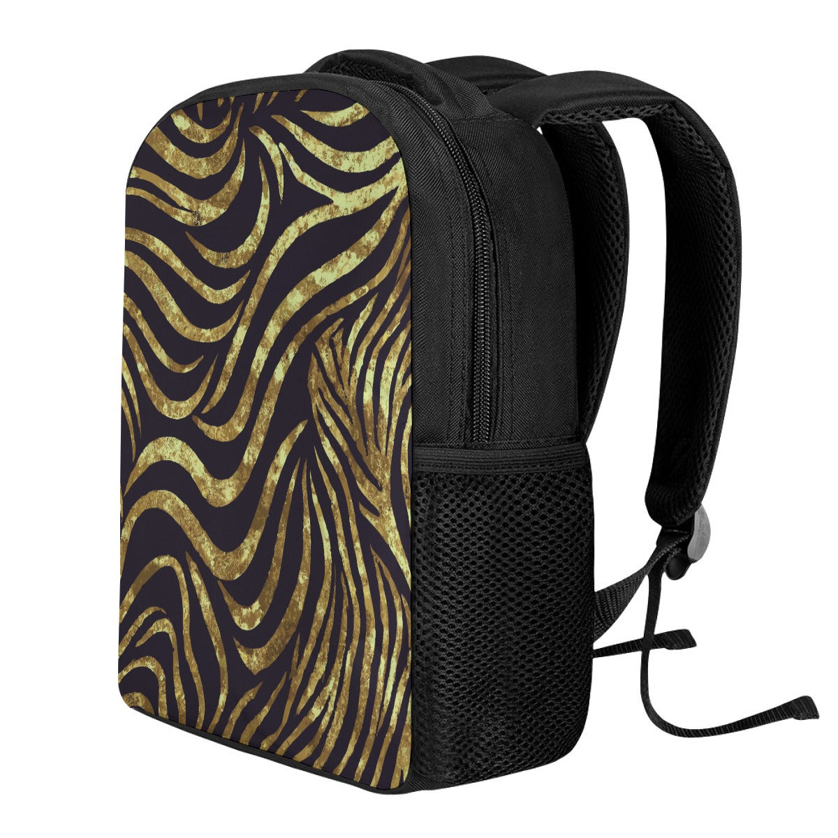 Vampire Art Glam Grunge Black and Gold Zebra Student Backpack available in 3 sizes