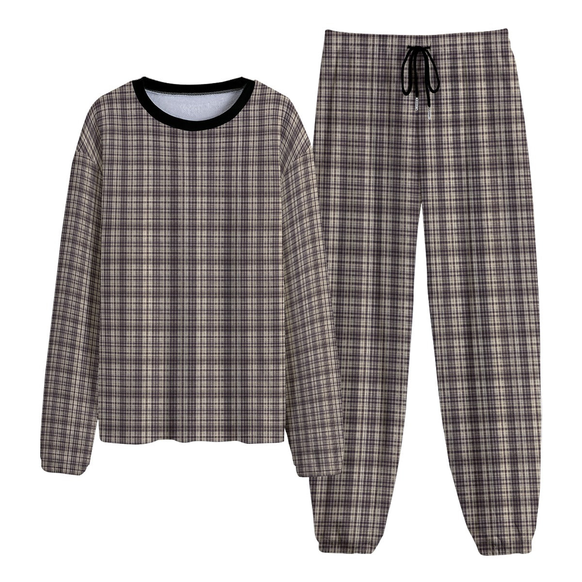 Vampire Art Dark Academia Cream & Black Tartan Unisex Thicken Pyjama Suit