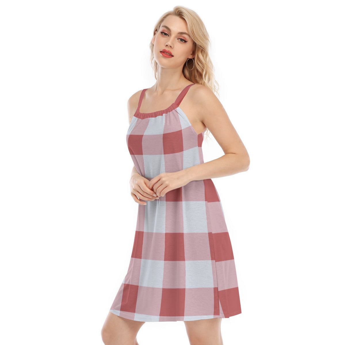 Vampire Art Cottagecore Women's Sleeveless Cami Dress - Red Gingham