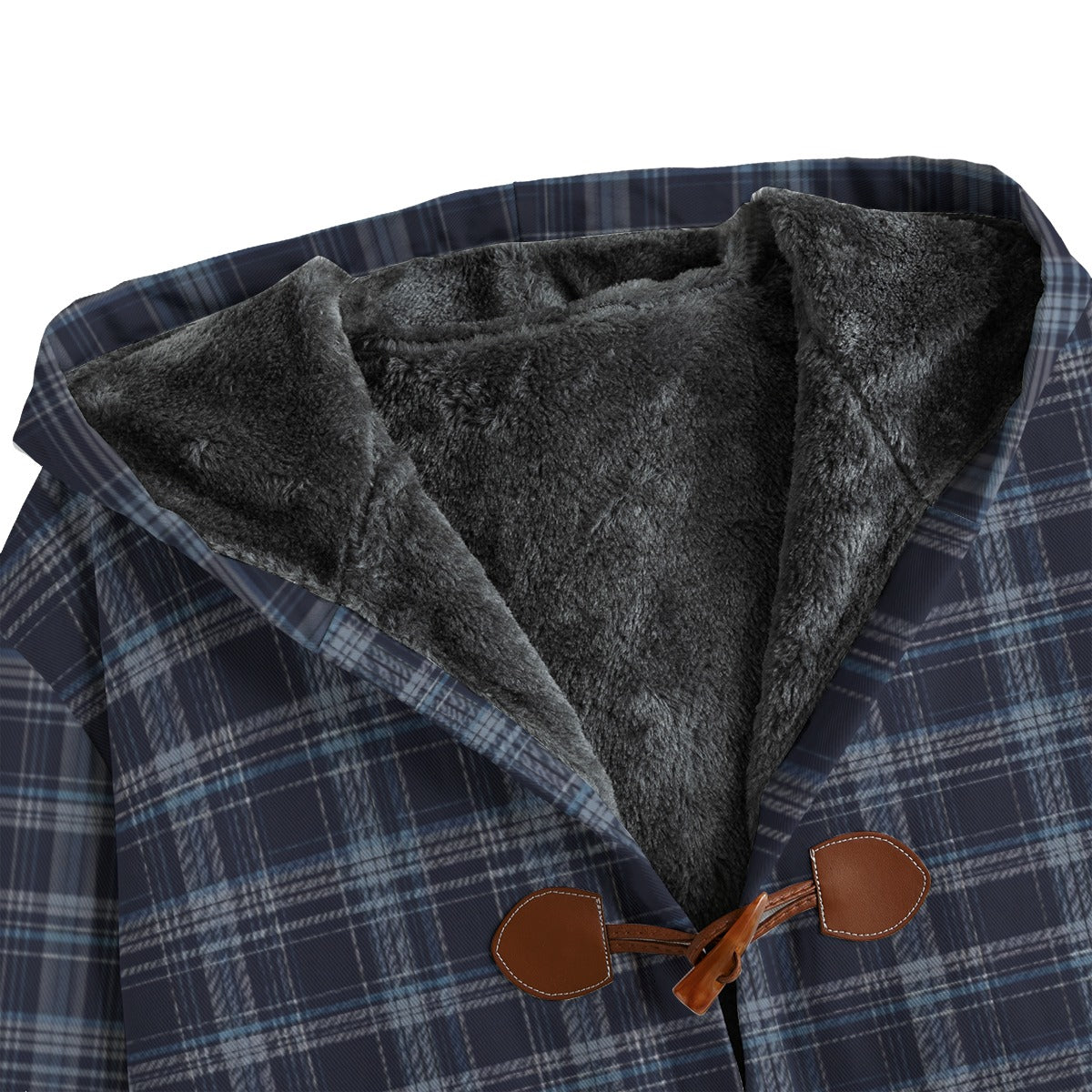 Vampire Art Grunge Grey and Blue Tartan Men's 100% Cotton Canvas Button Fleece Jacket