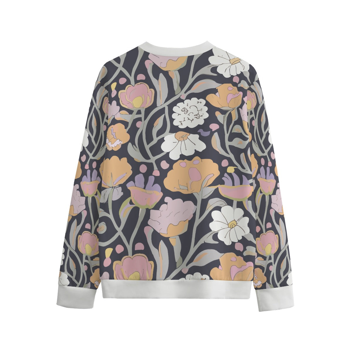 Vampire Art Art Nouveau Vintage Floral Unisex O-neck Sweatshirt | 100% 310GSM Cotton - Multicolour Blossom against Black