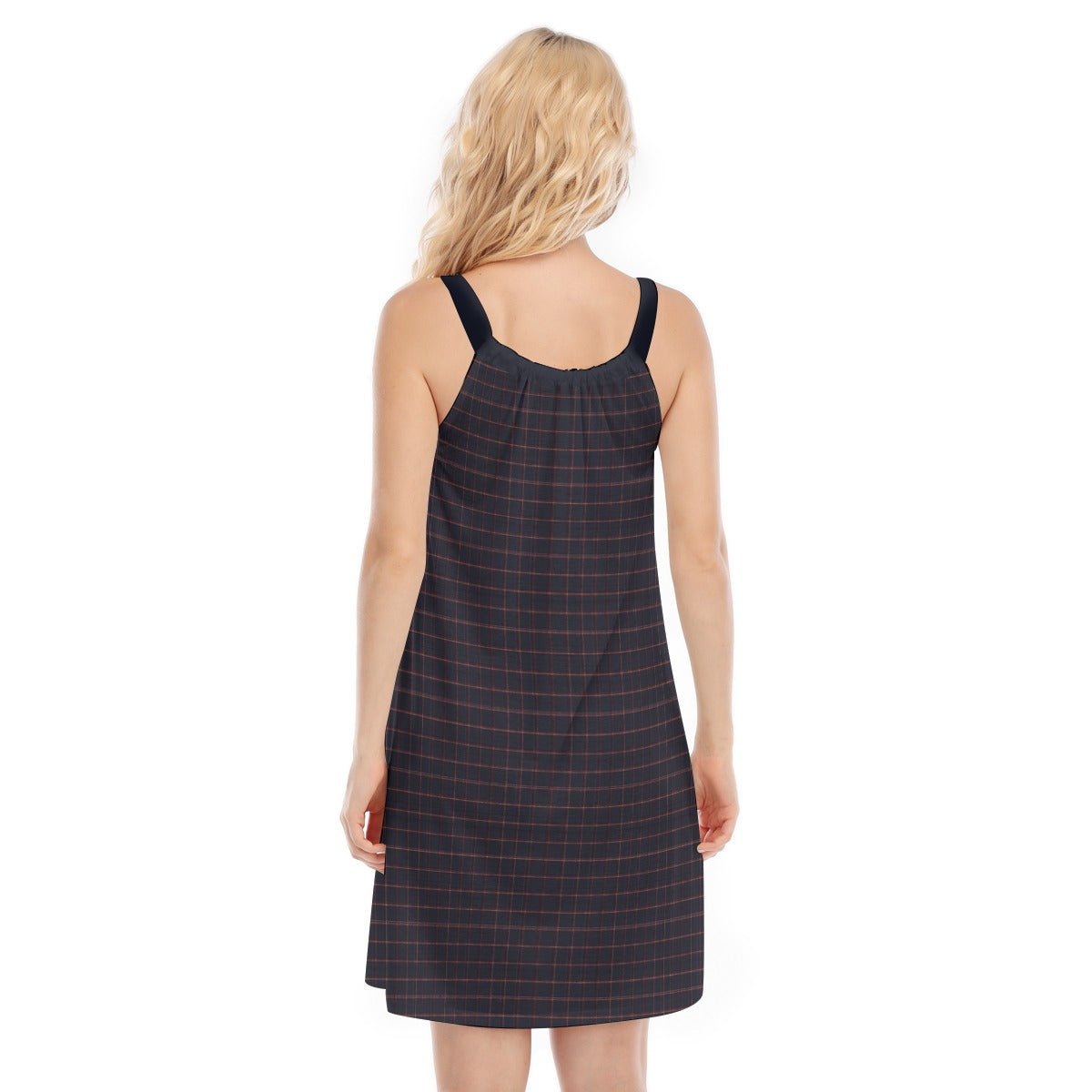 Vampire Art Cottagecore Women's Sleeveless Cami Dress - Dark Tartan