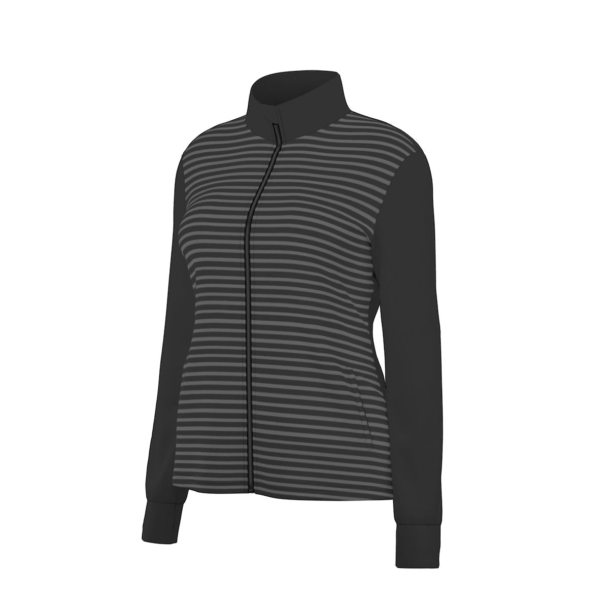 Vampire Art Women's Long Sleeve Thumbhole Jacket - Black Striped