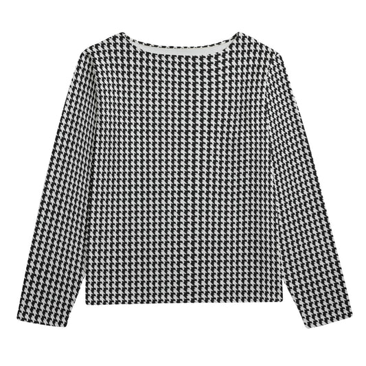 Vampire Art Retro B&W Houndstooth Unisex Boat Neckline Sweatshirt With Chest Pocket | 310GSM Cotton