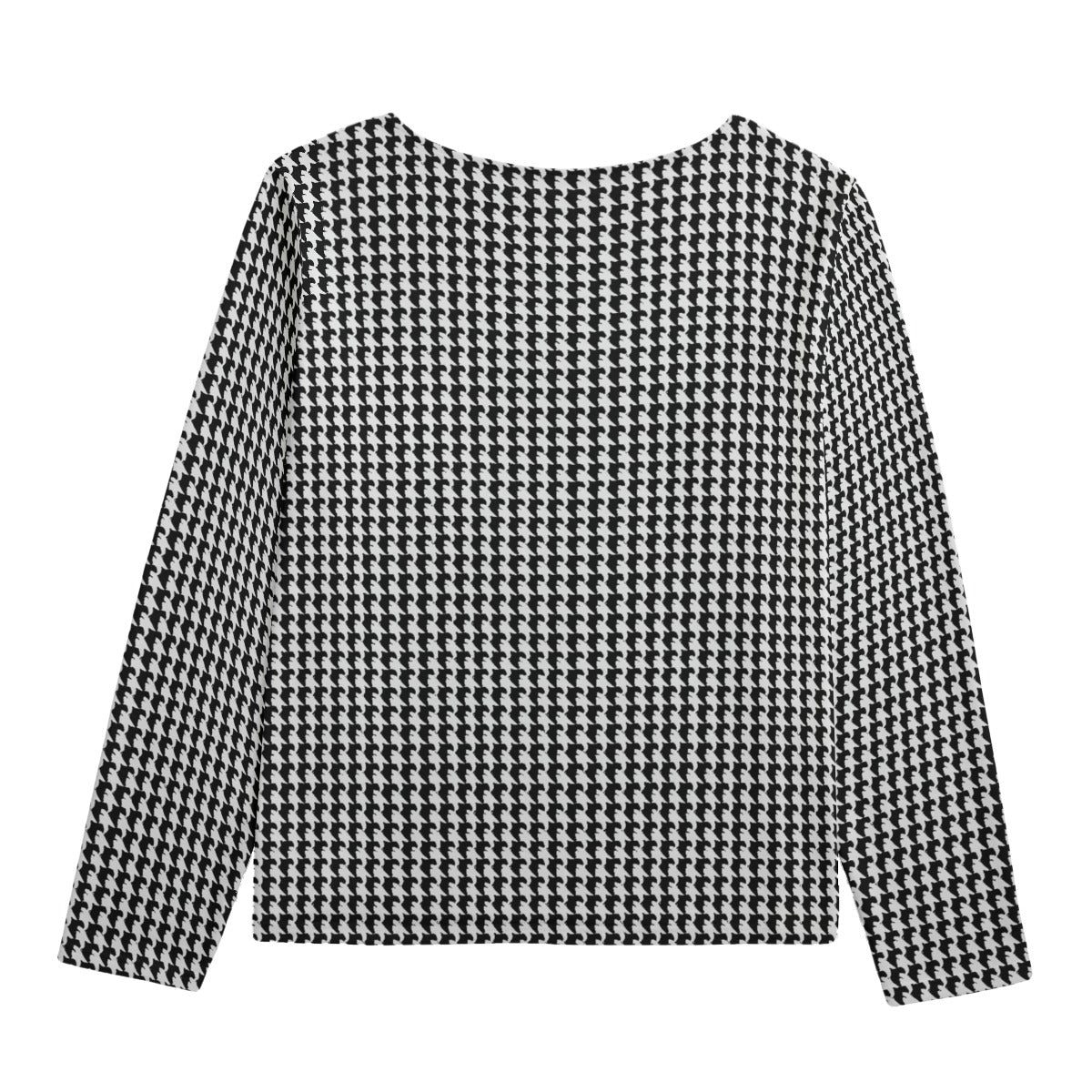 Vampire Art Retro B&W Houndstooth Unisex Boat Neckline Sweatshirt With Chest Pocket | 310GSM Cotton