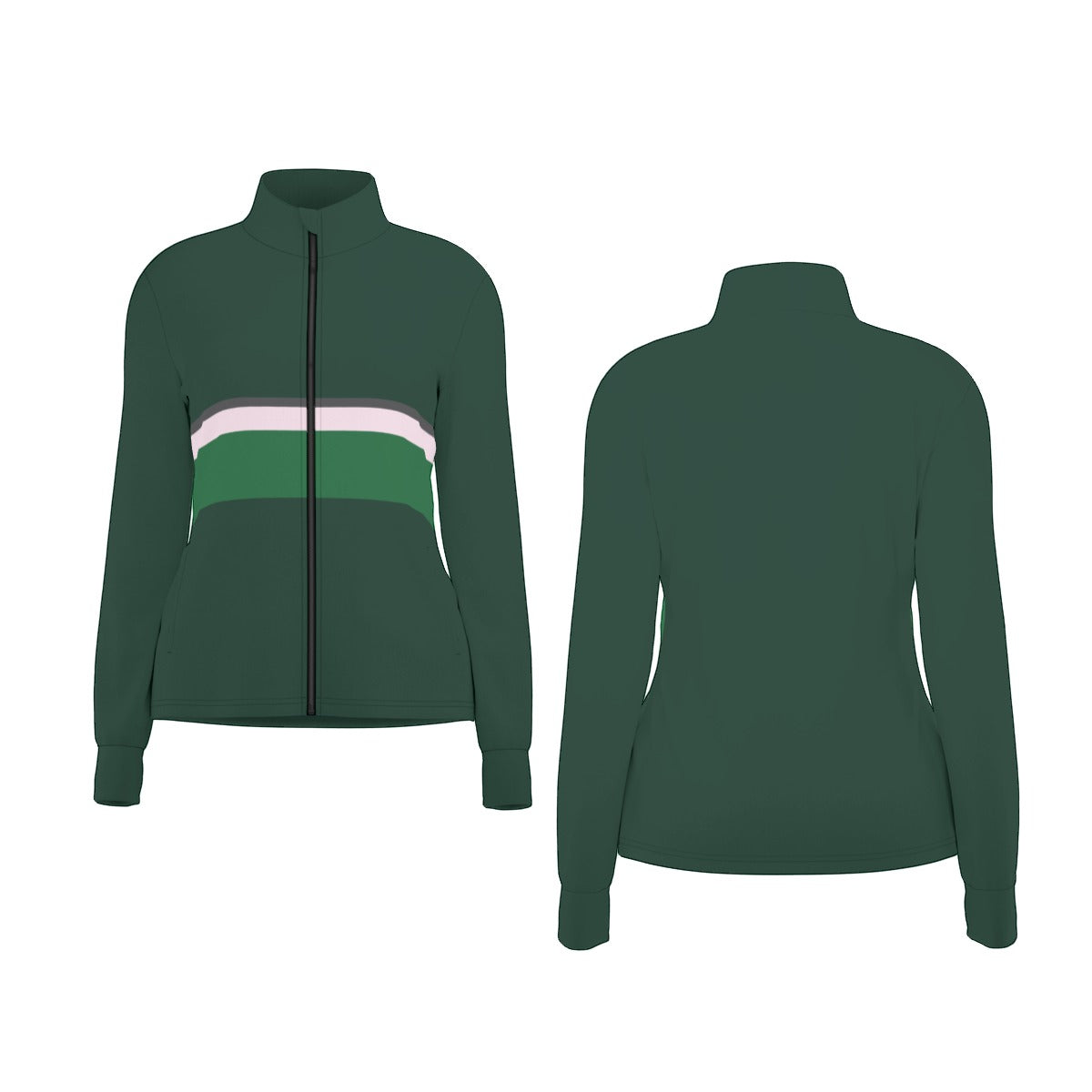 Vampire Art Women's Long Sleeve Thumbhole Jacket - Green Retro Colour Block