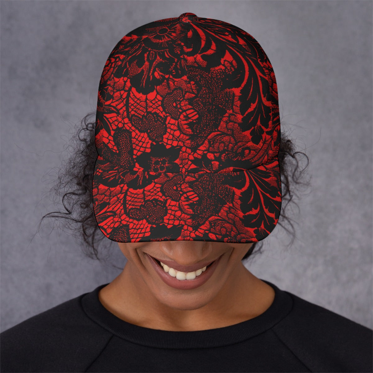 Vampire Art Victorian Vintage Red and Black Lace Peaked Cap