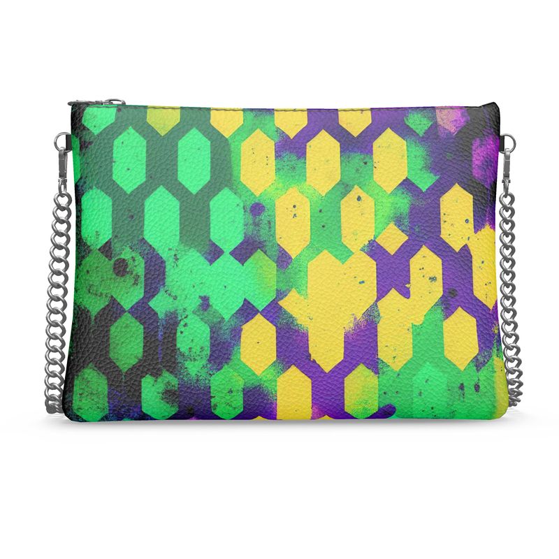 Vampire Art Grunge Neon Crossbody Bag With Chain