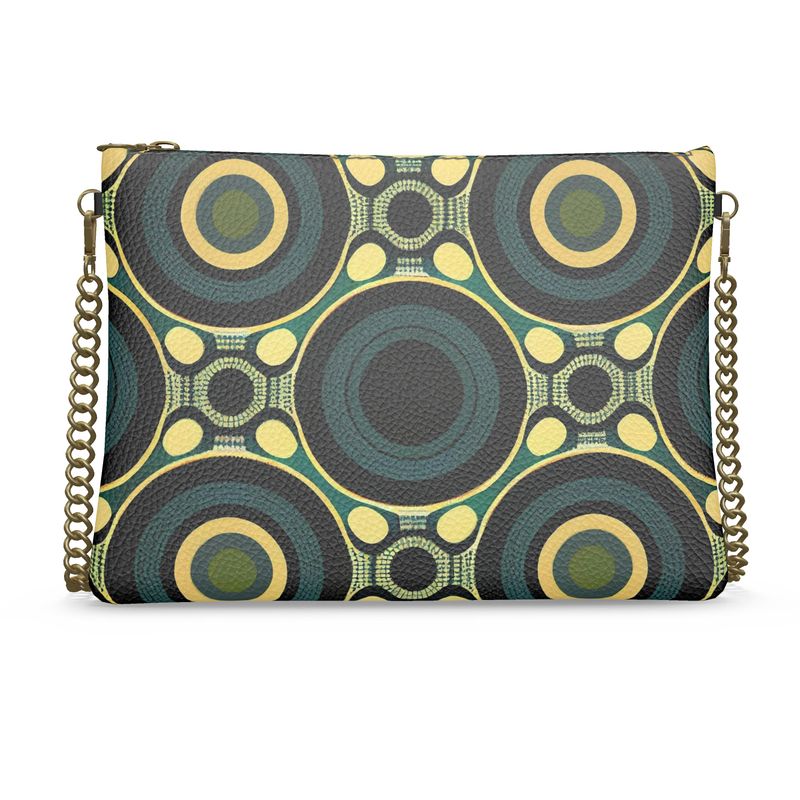 Vampire Art Grunge Sixties Green Crossbody Bag With Chain