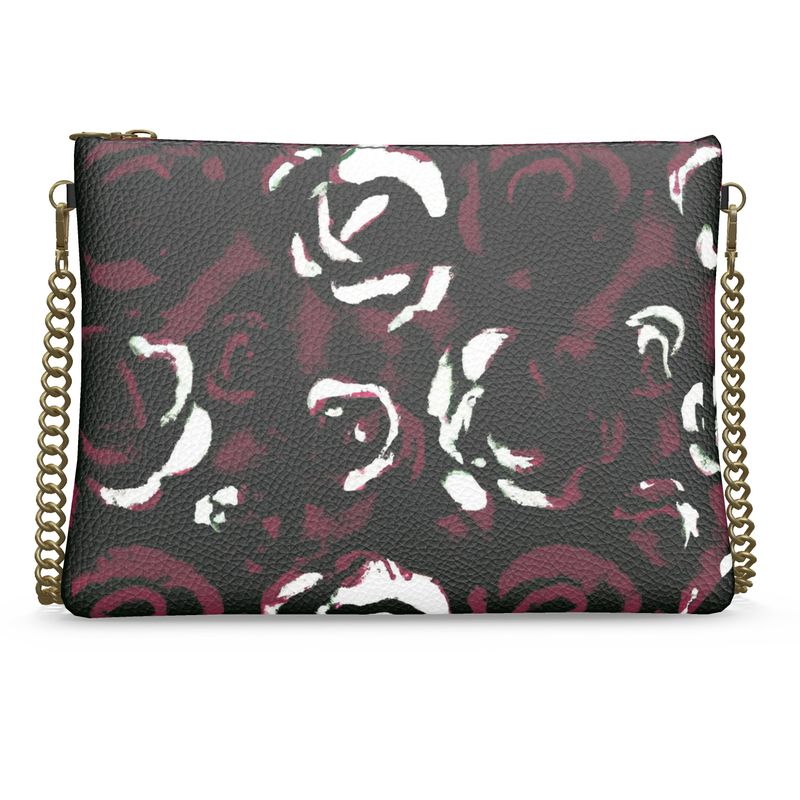 Vampire Art Grunge Contrast Roses Crossbody Bag With Chain