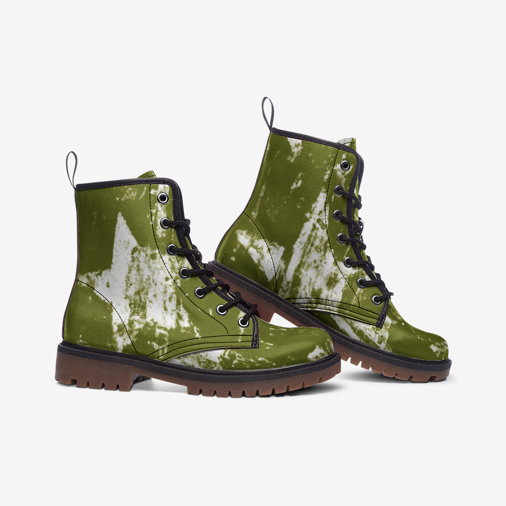 Vampire Art Grunge Stars Casual Leather Lightweight Boots - Olive - US sizes