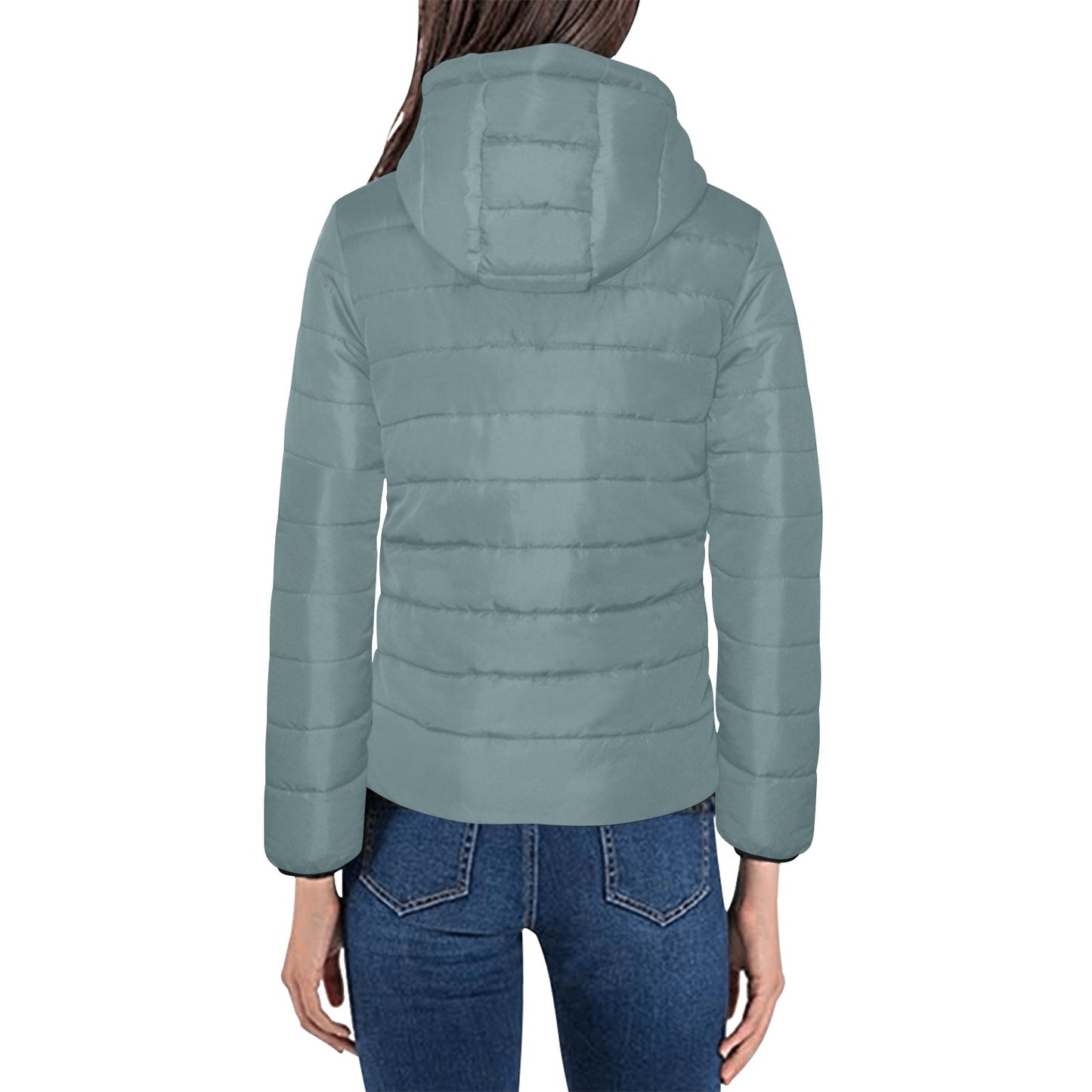 Vampire Art Grunge Essentials Women's Padded Hooded Jacket - Dusty Teal