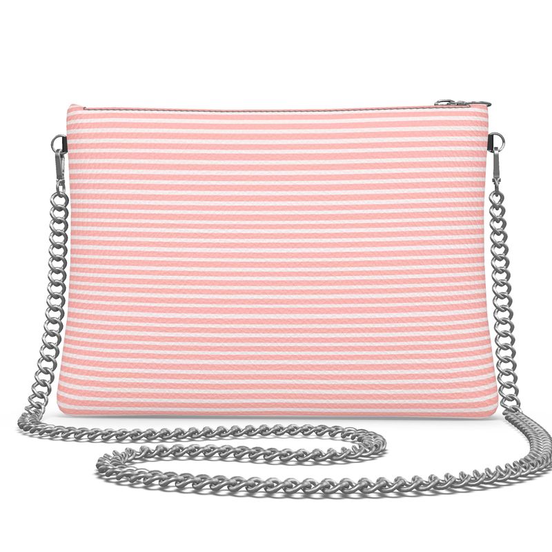 Vampire Art Grunge Chic Coral Pink Preppy Crossbody Bag with Chain