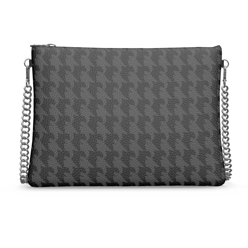 Vampire Art Preppy Grunge Black Houndstooth Crossbody Bag With Chain