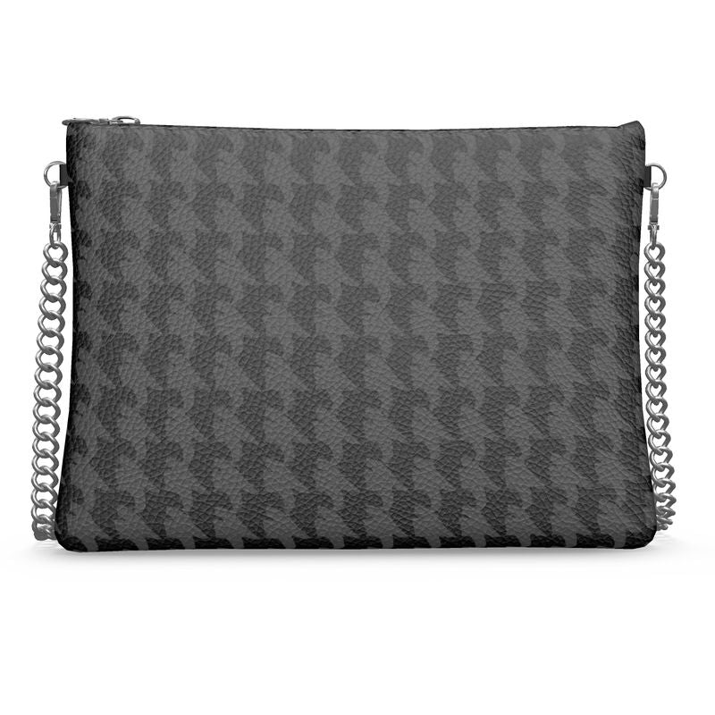 Vampire Art Preppy Grunge Black Houndstooth Crossbody Bag With Chain