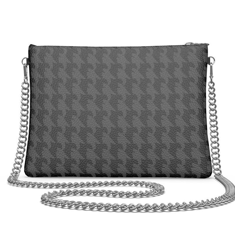 Vampire Art Preppy Grunge Black Houndstooth Crossbody Bag With Chain