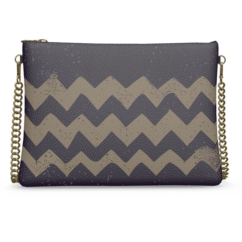 Vampire Art Grunge Brown Chevron Crossbody Bag with Chain