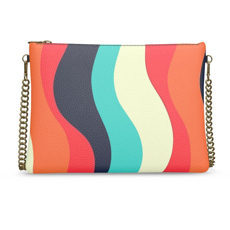 Vampire Art Sixties Rainbow Waves Crossbody Bag With Chain