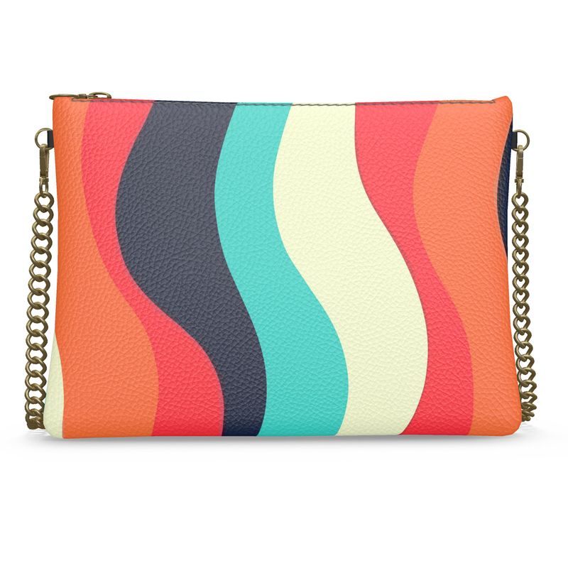 Vampire Art Sixties Rainbow Waves Crossbody Bag With Chain