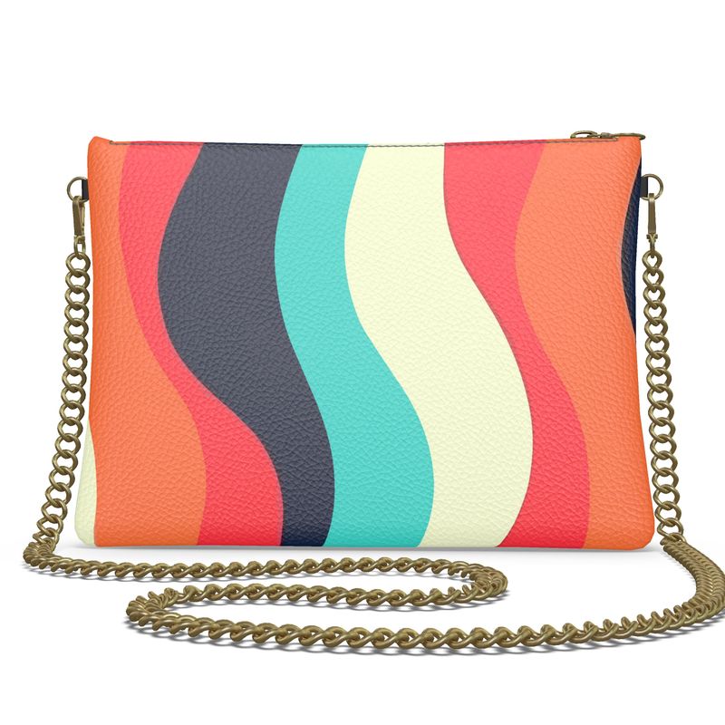 Vampire Art Sixties Rainbow Waves Crossbody Bag With Chain