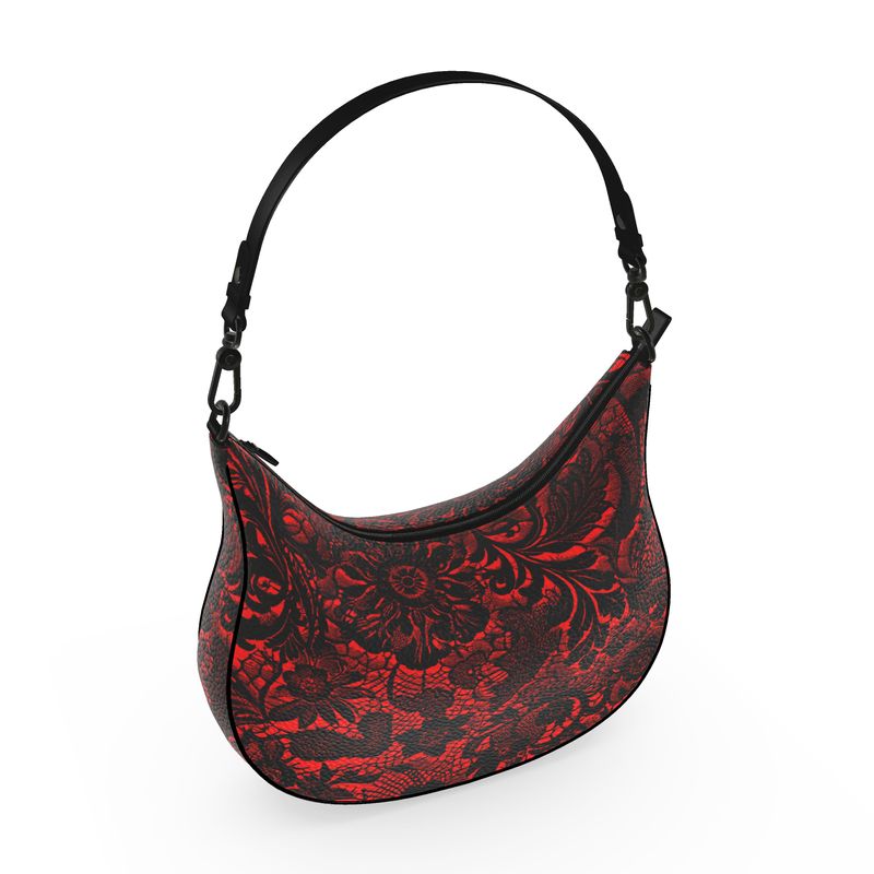 Vampire Art Red Devil Victorian Lace Curve Hobo Bag