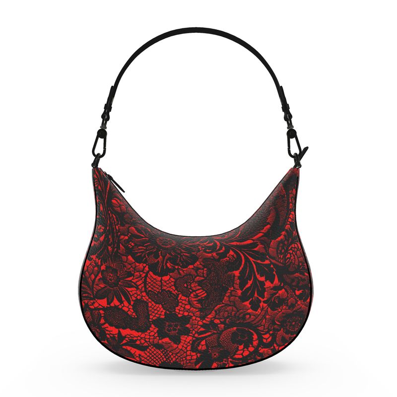 Vampire Art Red Devil Victorian Lace Curve Hobo Bag