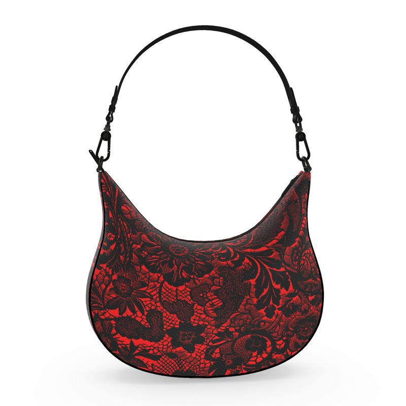 Vampire Art Red Devil Victorian Lace Curve Hobo Bag