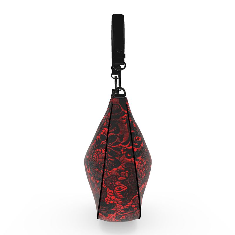 Vampire Art Red Devil Victorian Lace Curve Hobo Bag