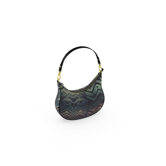 Vampire Art Dark Grunge Patchwork Curve Hobo Bag - Dark Herringbone