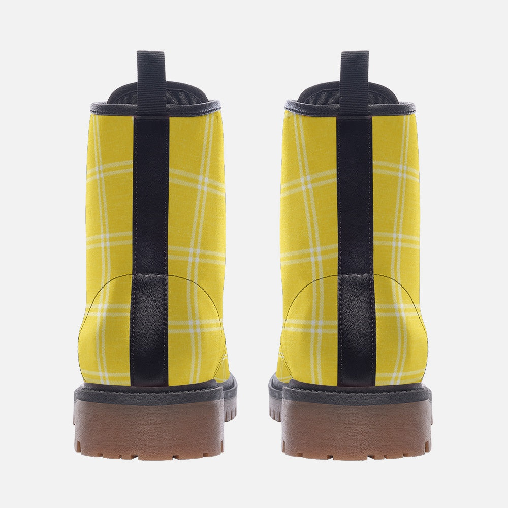 Vampire Art Casual Faux Leather Lightweight Boots - Canary Yellow Windowpane